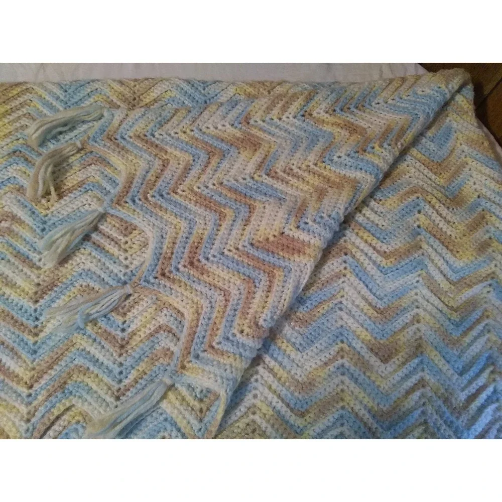 Afgan Throw Hand Crocheted Chevron Zig Zag 84